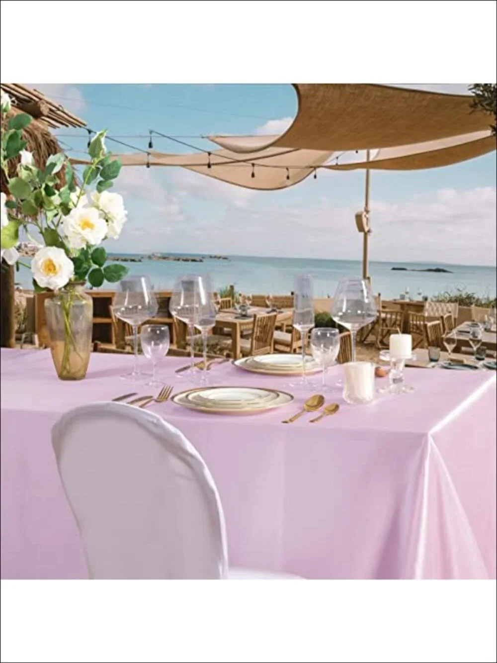 Satin Tablecloth 60x102 Inch Rectangle 6 Pack Elegant Wedding Banquet